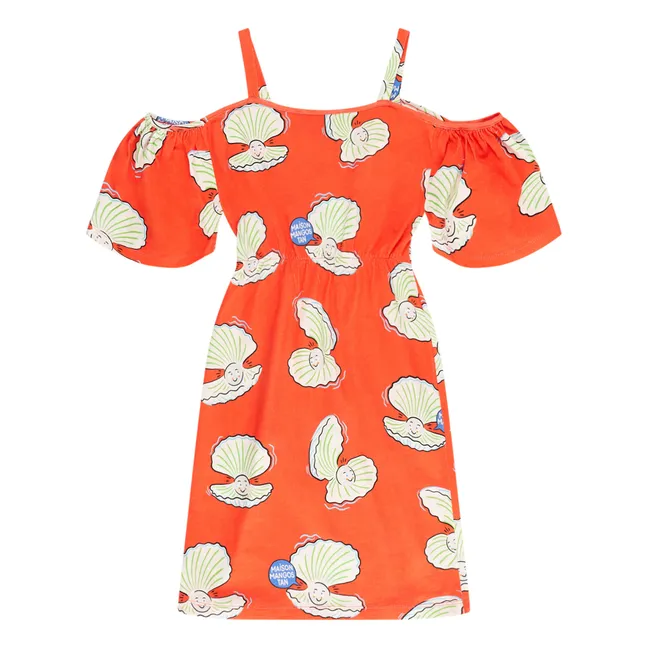 Oysters organic cotton dress | Red