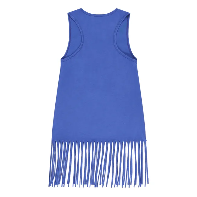 Vestido sirena con flecos de algodón orgánico | Azul
