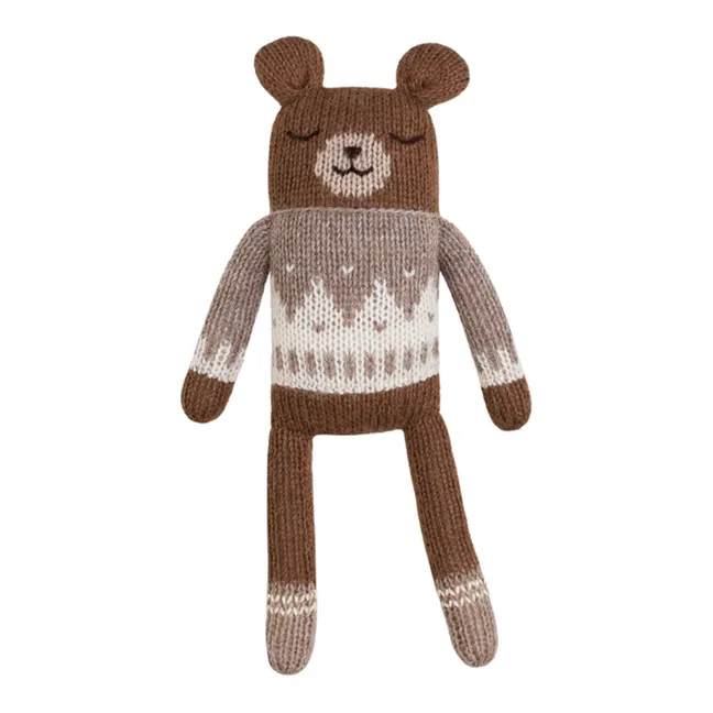 Teddy bear jacquard sweater  | Taupe brown