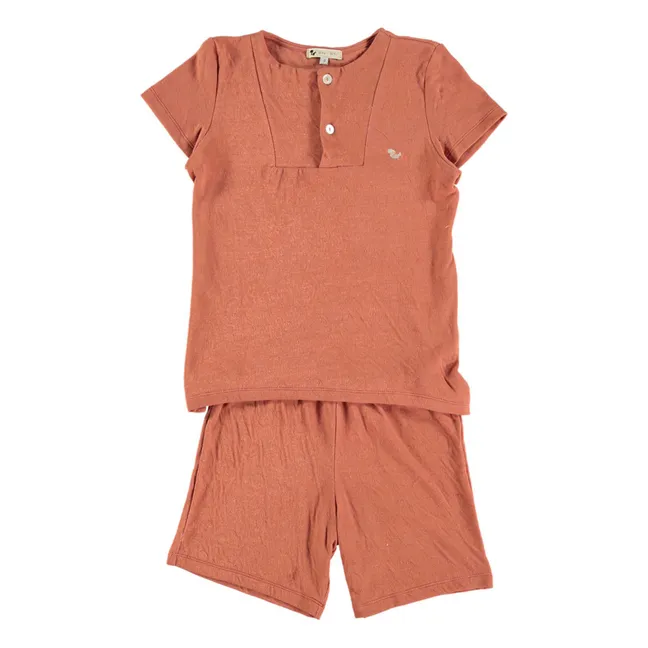 Sonio Pyjashort aus Bio-Baumwolle | Terracotta