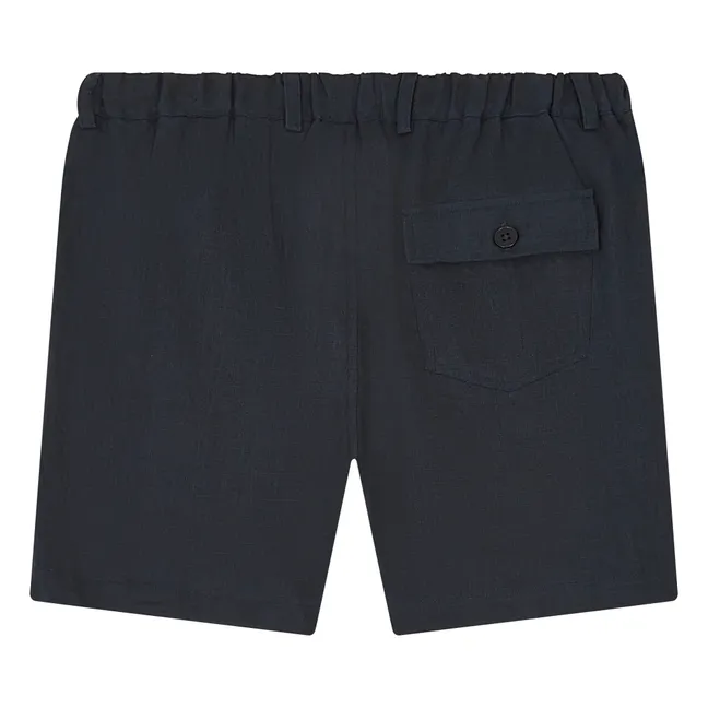 Dhokla Linen Shorts | Navy blue