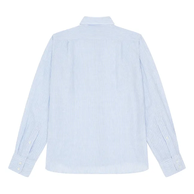 Paul Linen Stripes Shirt | Light blue