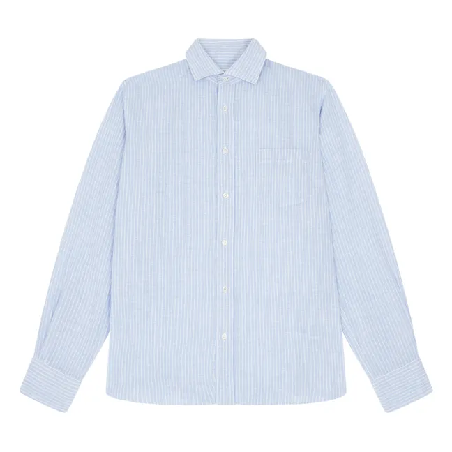 Paul Linen Stripes Shirt | Light blue