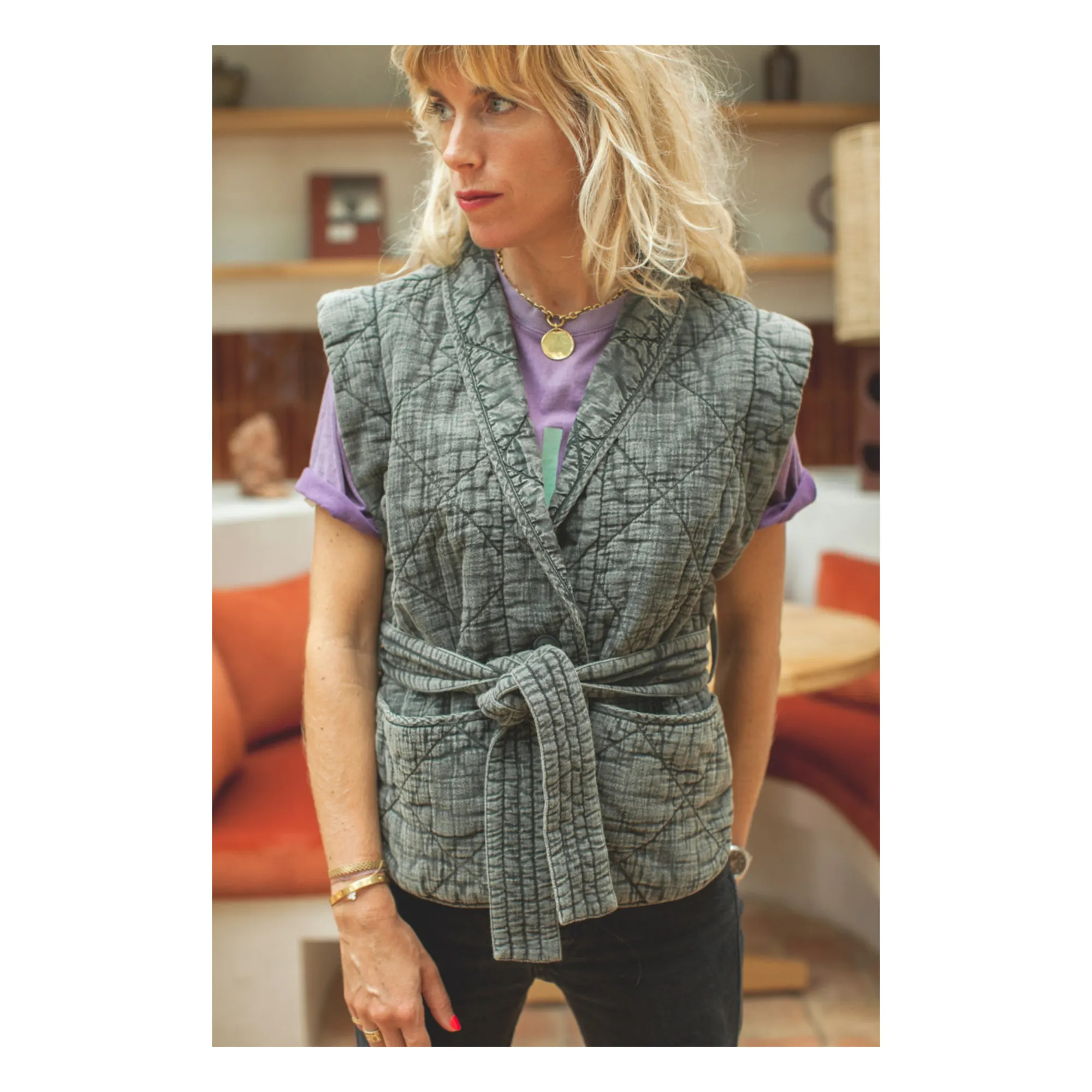 Marlot Paris Women's Grey Anab Sleeveless Jacket - Collection