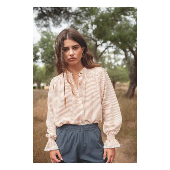 Blusa de gasa de algodón Peony - Colección Femenina | Beige