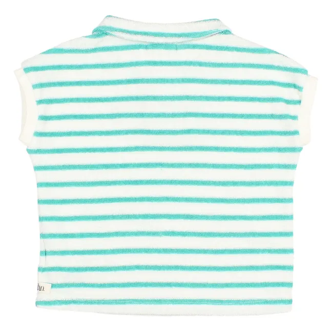 Striped baby polo shirt | Blue Green
