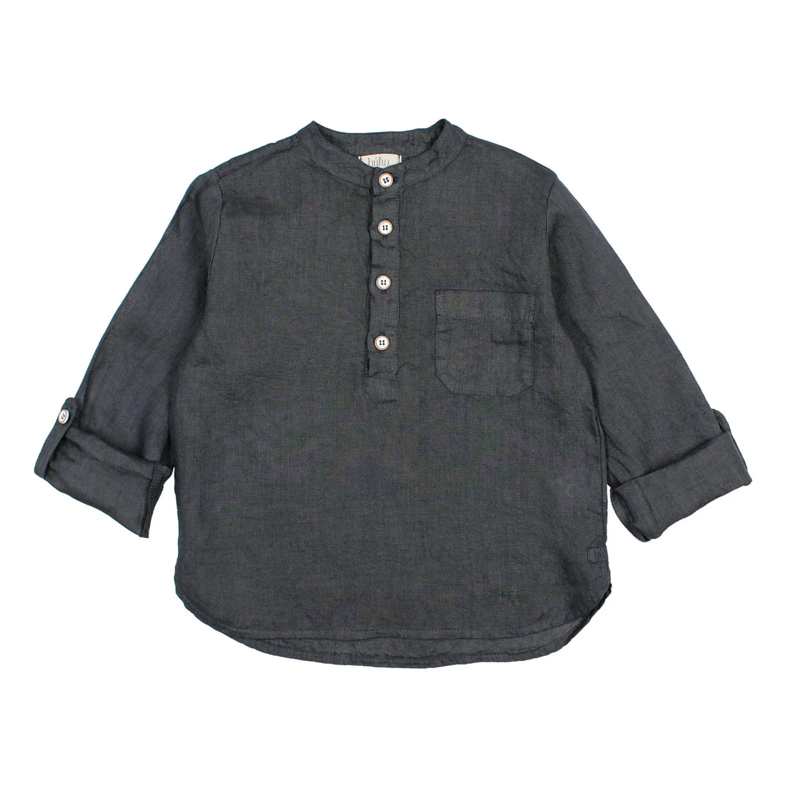 Búho - Chemise manches longues en lin - Bleu nuit - 3 ans