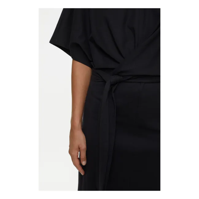 Kleid mit kurzen Ärmeln | Schwarz
