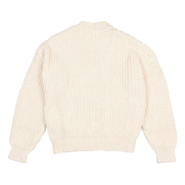 Organic cotton knitted cardigan | Ecru
