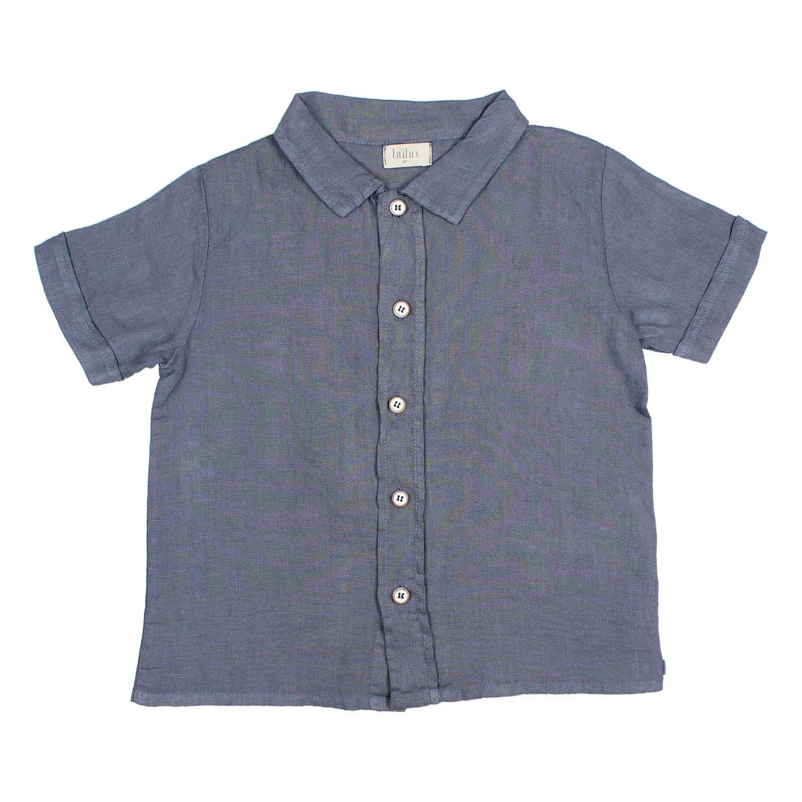 Búho Navy Blue Plain Linen Shirt
