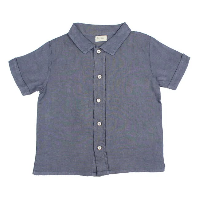 Plain Linen Shirt | Navy blue