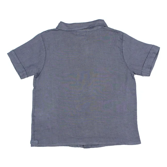 Camisa lisa de lino | Azul Marino