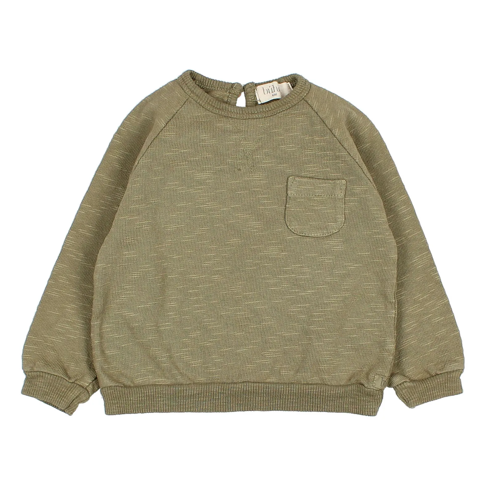 Búho - Sweat col rond bébé - Coton biologique - Vert kaki - 6 mois