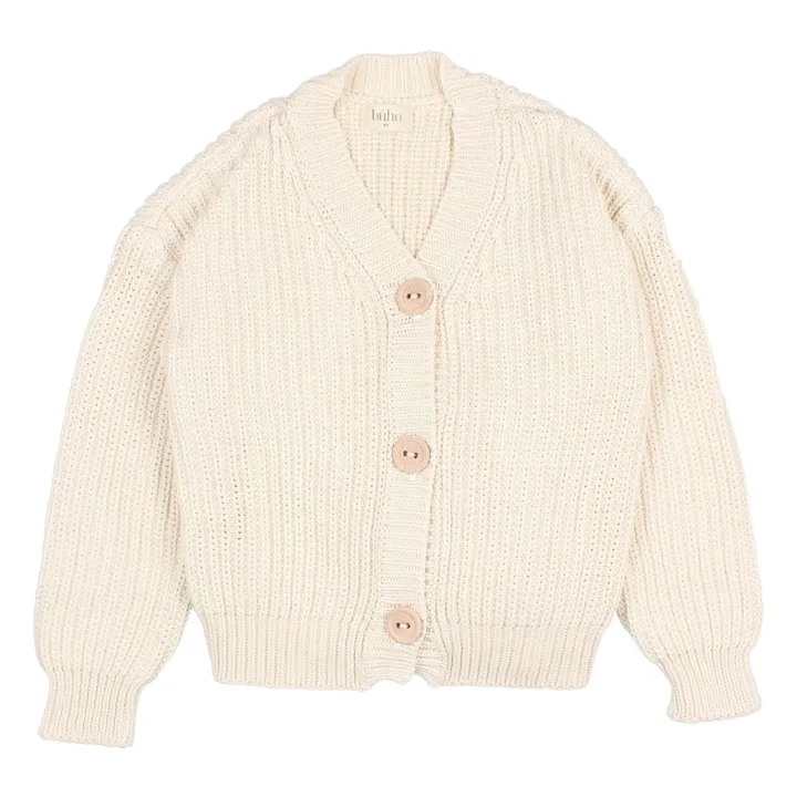 Organic cotton knitted cardigan | Ecru- Product image n°0
