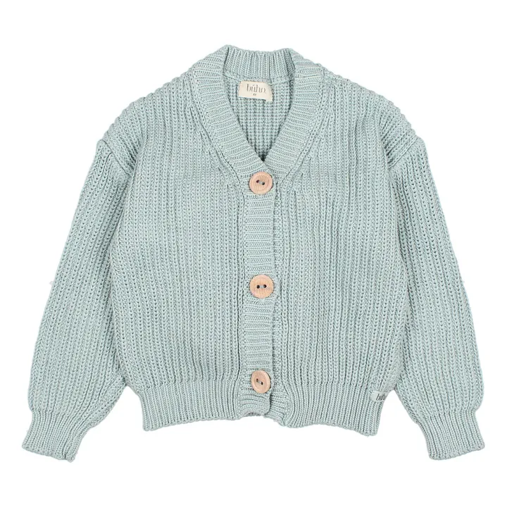 Organic cotton knitted cardigan | Almond green- Product image n°0