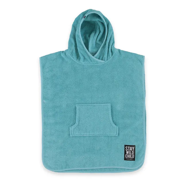 Poncho Frottee Bio-Baumwolle | Turquoise