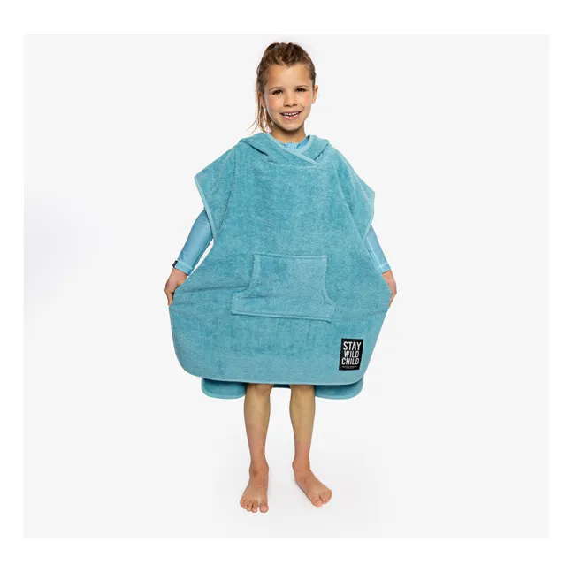 Poncho Frottee Bio-Baumwolle | Turquoise