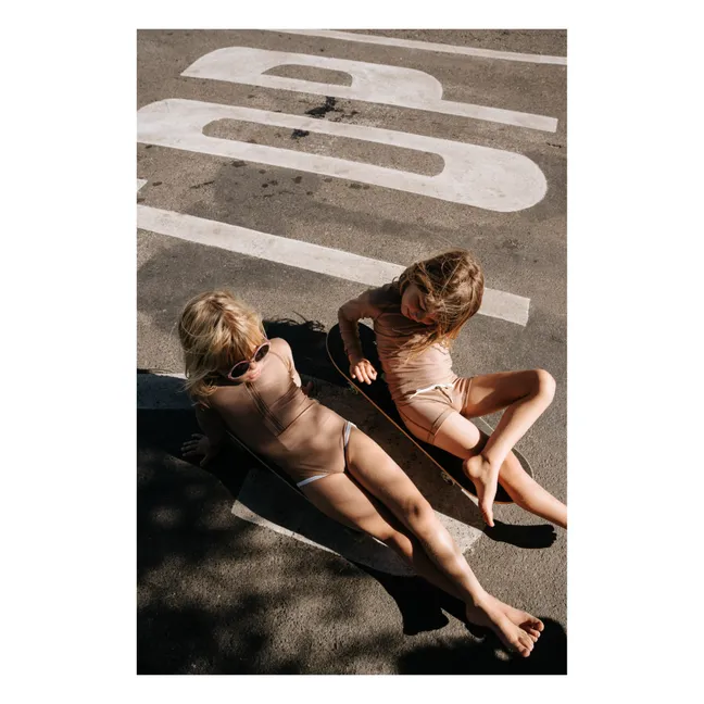 1 Piece Anti-UV Ribbed Swimsuit | Brown