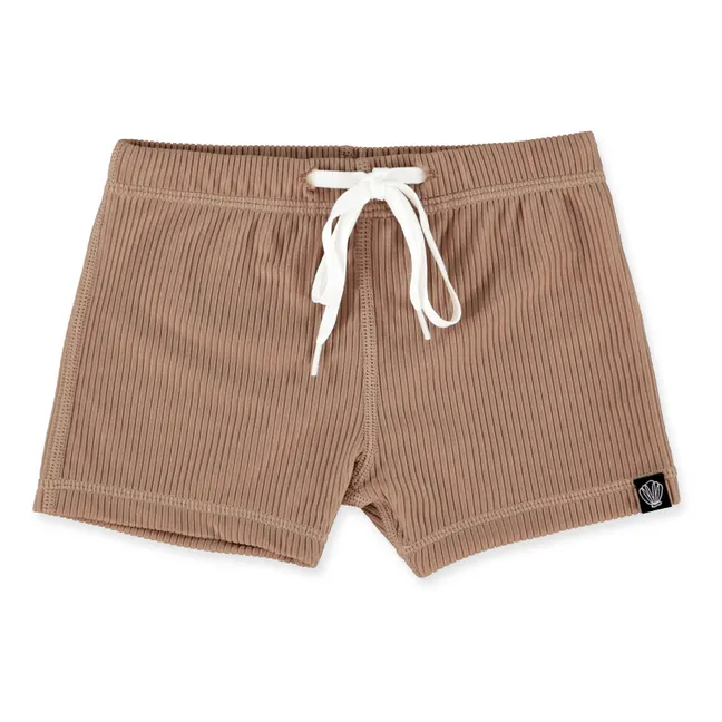 Ribbed UV Protection Swim Shorts | Brown