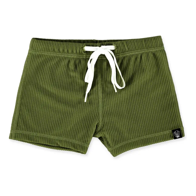 Pantaloncini da bagno a coste con protezione UV | Verde scuro