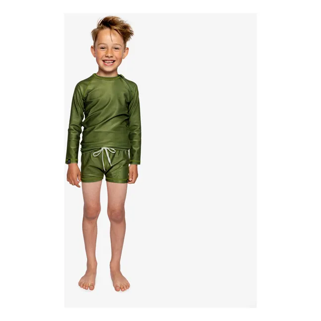 Ribbed UV Protection Swim Shorts | Dark green