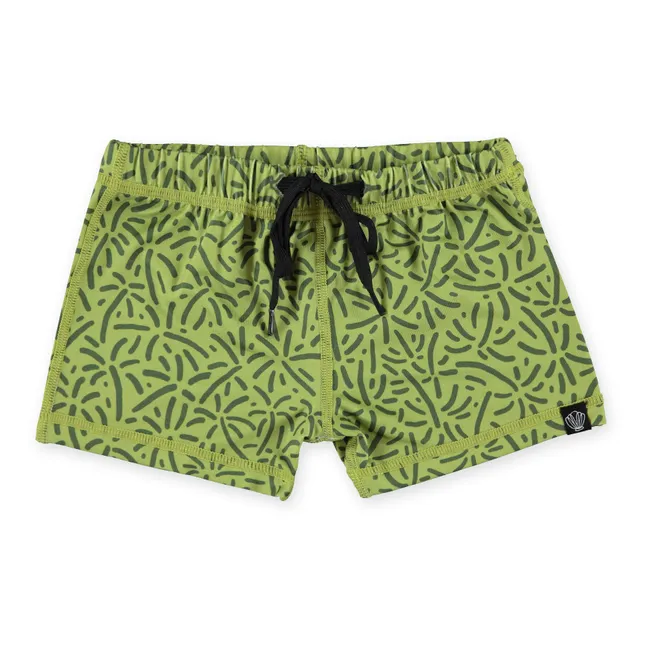 Shorts de baño con protección UV Endless Palms | Verde Oscuro