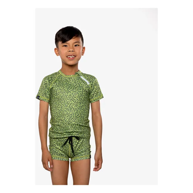 Shorts de baño con protección UV Endless Palms | Verde Oscuro