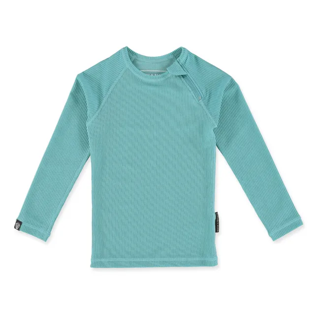 Anti-UV Ribbed T-Shirt | Turquoise