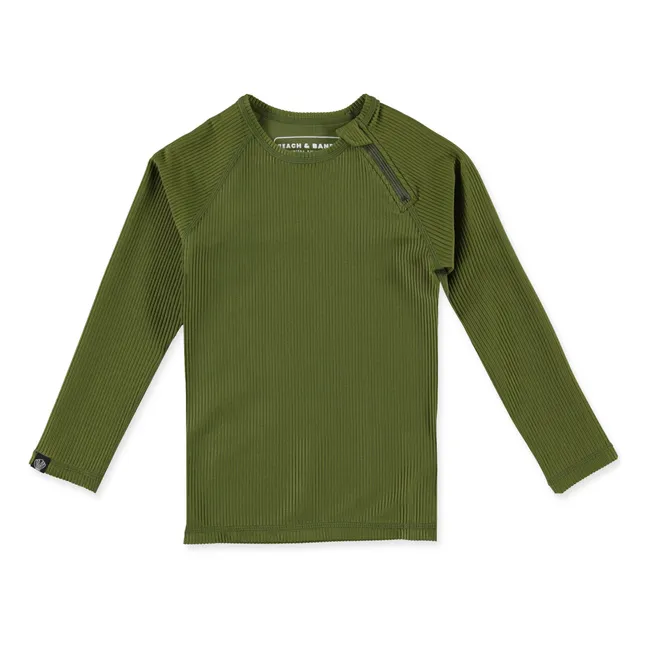 Anti-UV Ribbed T-Shirt | Dark green