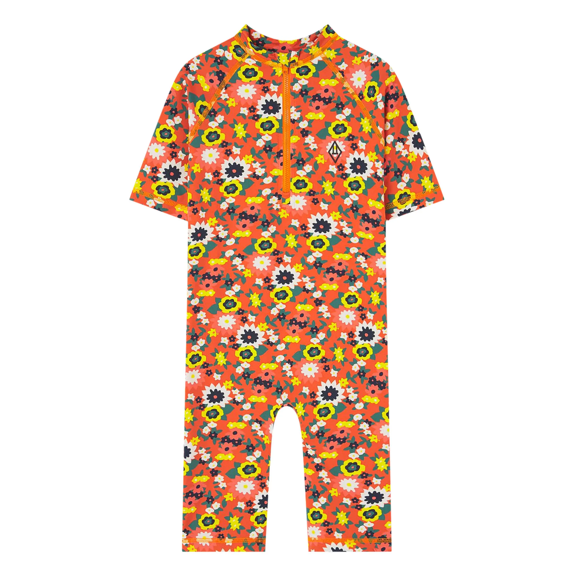 The Animals Observatory Orange Caterpillar Uv Protection Suit Flowers