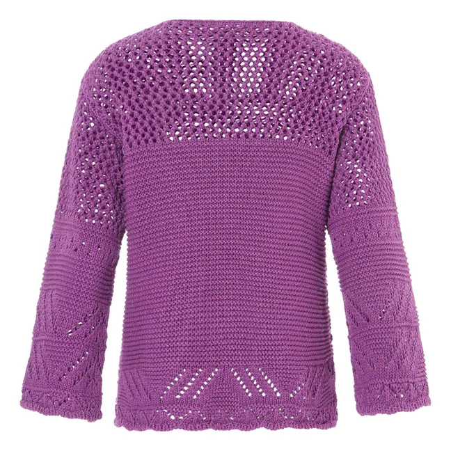 Cotton Crochet Sweater | Purple