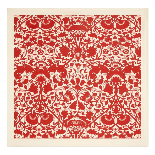 Pañuelo de seda Floral Pared | Rojo