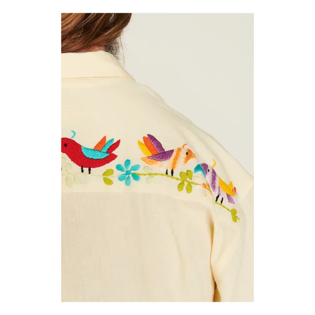 Mitchum Embroidered Cotton and Linen Blouse  | Ecru