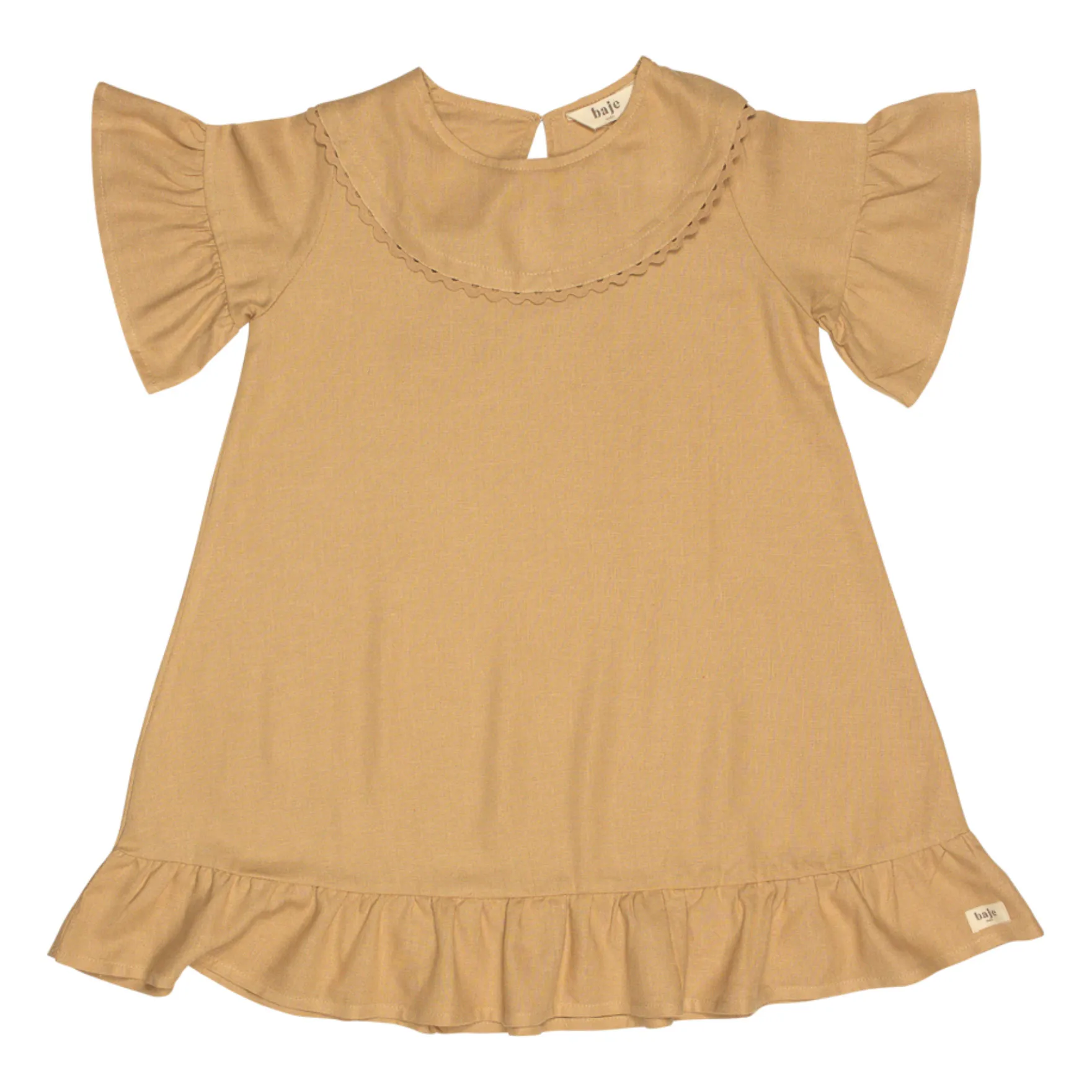 Baje Studio Peach Susan Linen Ruffle Dress