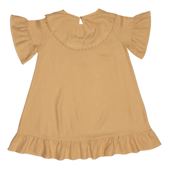 Vestido Susan de lino con volantes  | Rosa Melocotón