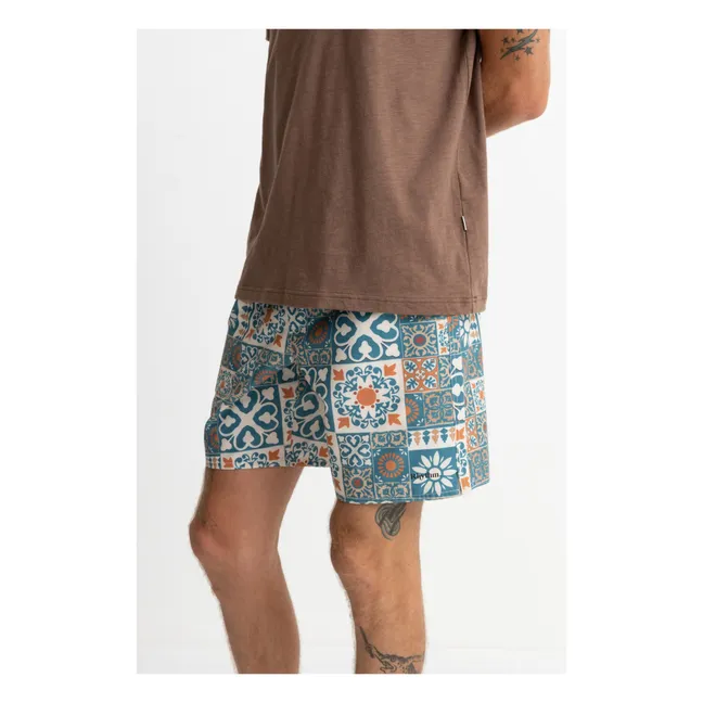 Pantaloncini da bagno in fibra riciclata Tile | Blu