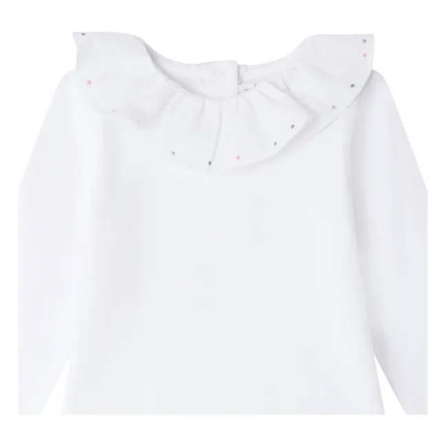 April Embroidered Collar Bodysuit | White