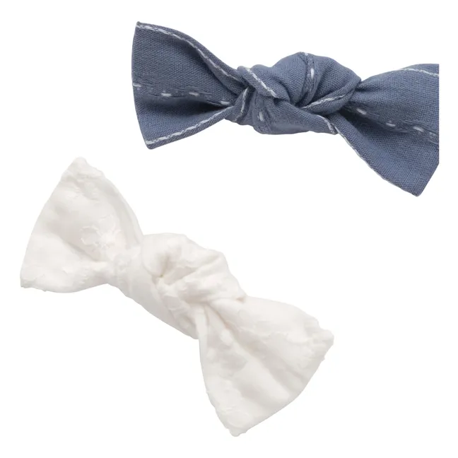 Ancienne Application Lingerie - Petit Nœud Bleu, Dentelle, Occasion Vintage