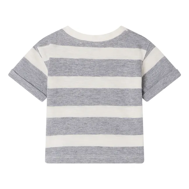 Striped Aiman T-shirt | Heather grey