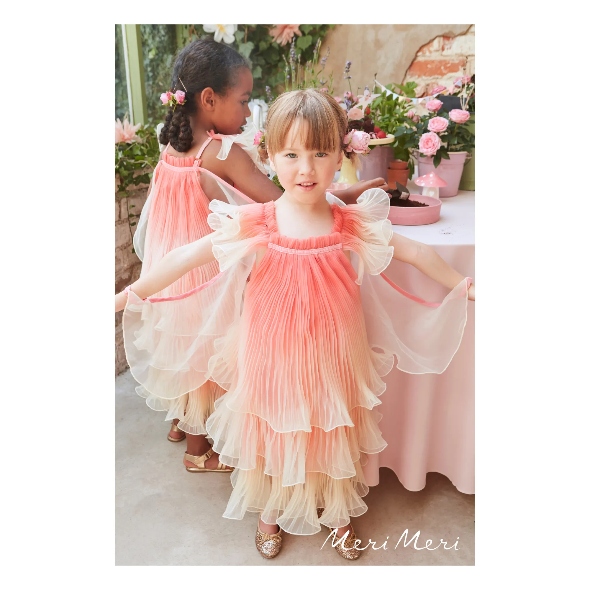 Robe de fée plissée en organza avec sa baguette magique- Image produit n°1