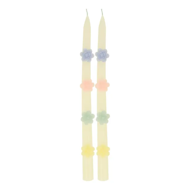Kerzen Blumen - 2er-Set | Pastell