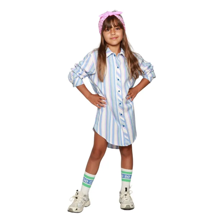 Kleid Gestreiftes Hemd | Blau- Produktbild Nr. 1