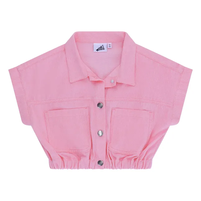 Boxy Sleeveless Jacket | Pink