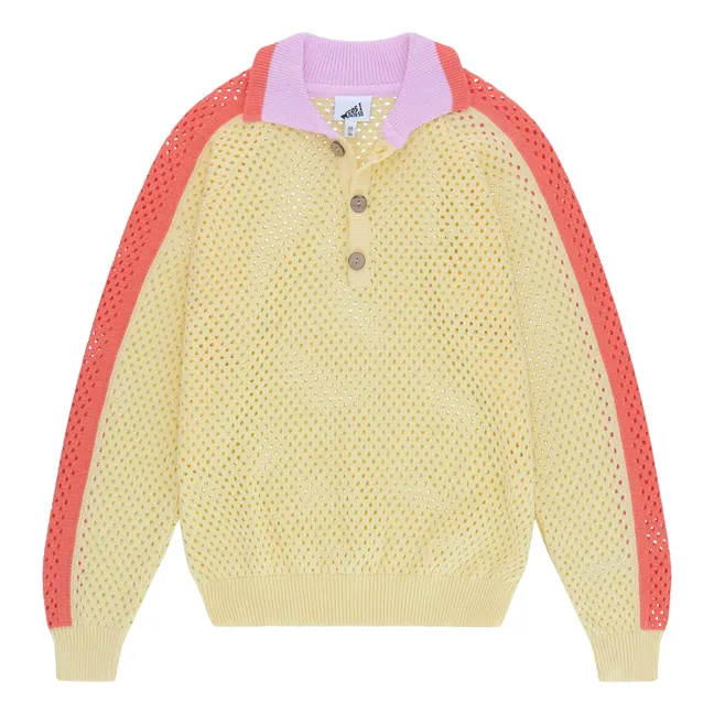 Pullover mit geknöpftem Kragen | Gelb