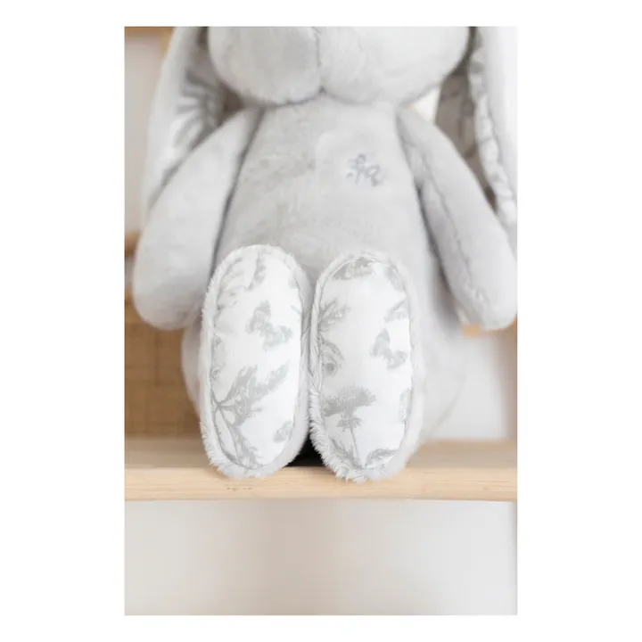 Peluche Augustin le lapin Toile de Jouy | Gris clair- Image produit n°2