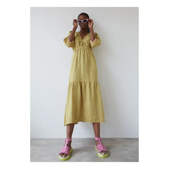 Vestido Joy de lino | Verde Kaki