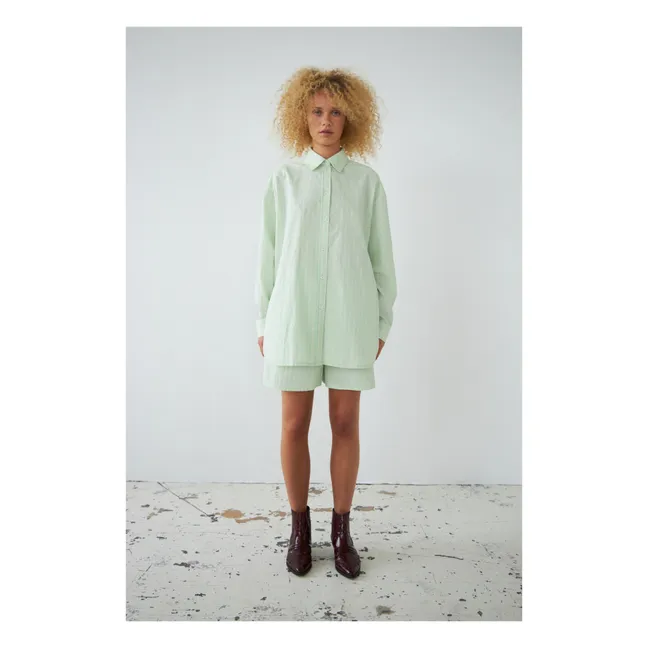 Camicia oversize a righe  | Verde menta