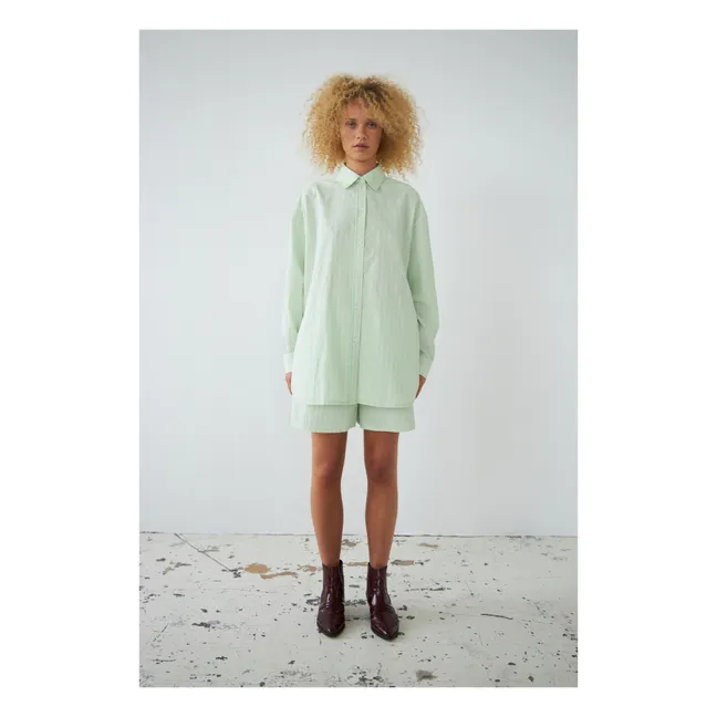 Chemise Rayée Oversize  | Vert Menthe