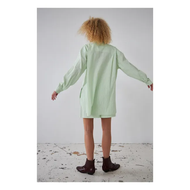 Chemise Rayée Oversize  | Vert Menthe