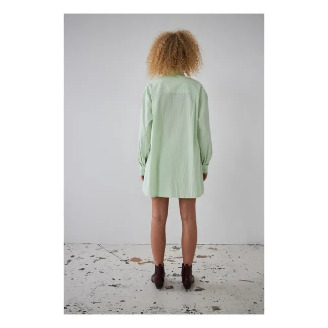 Camicia oversize a righe  | Verde menta